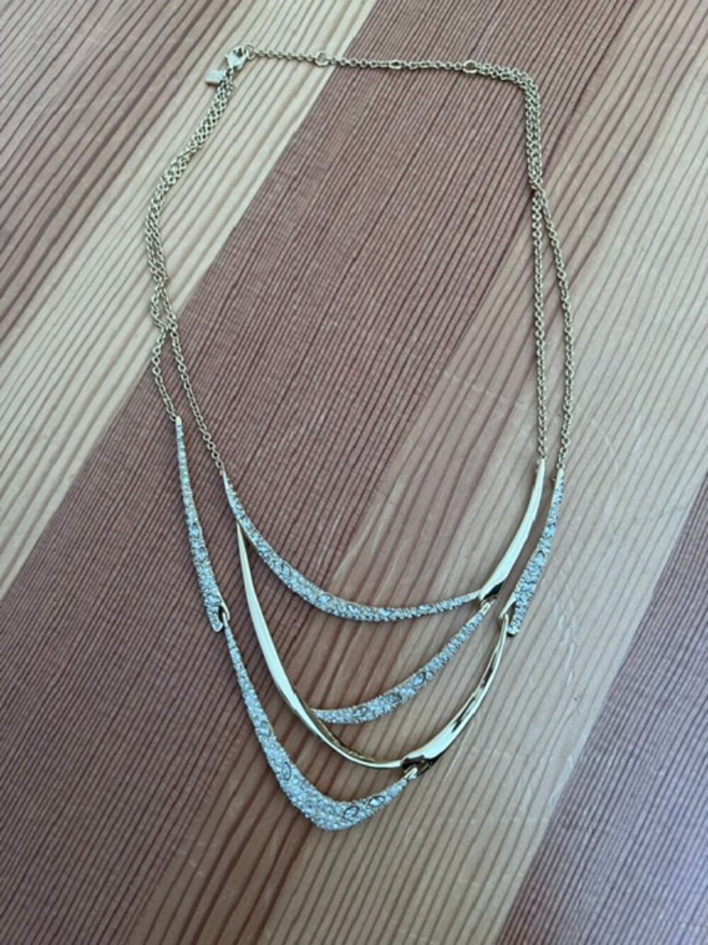 Alexis Bittar Gold & Crystal Layered Necklace - Pristine!!